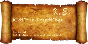Klárik Erzsébet névjegykártya